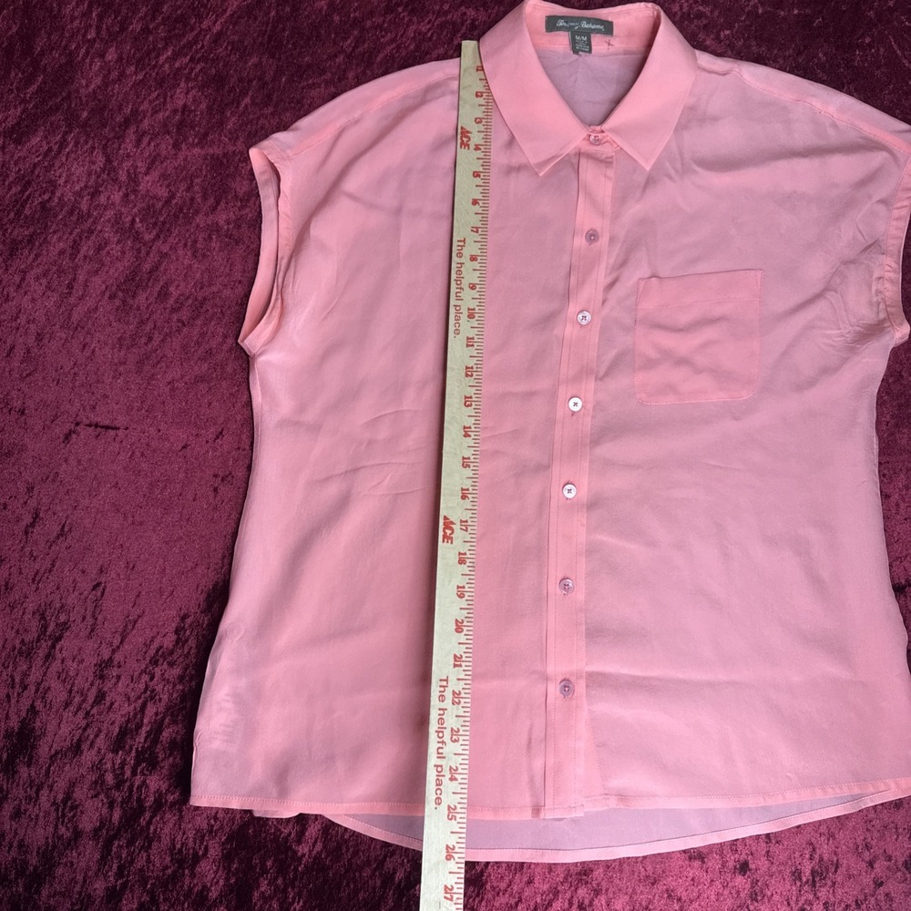 Tommy Bahama Women Pink Medium Sleeveless Button-Down Shirt‎ M Thin - Picture 8 of 11